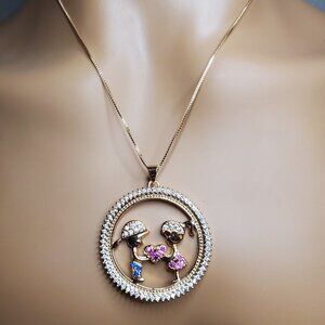 Mother's Day Necklace - Blue Boy & Pink Girl-Heart